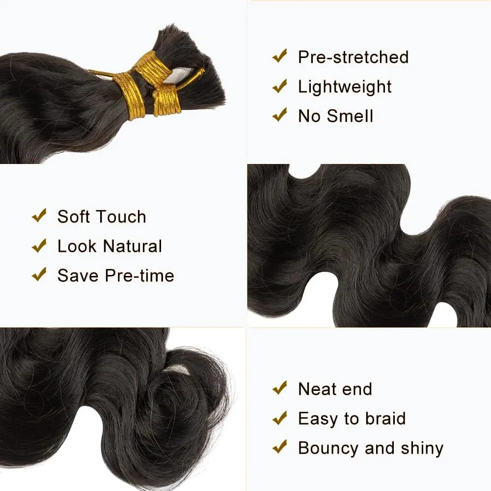 Body Wave Bulk Hair For Braiding 50G 100% Unprocessed Hair Extensions No Weft Hair Bulk For Braids Raw Hair Bundles For Women — image 3