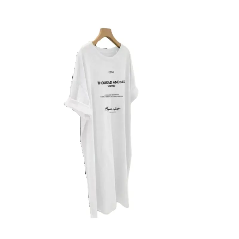 Short-sleeved Dresses Women's Summer Plus Size Medium-length T-shirt Dress Knee-length Casual Long Dress — image 7