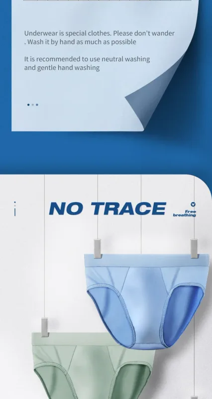 3PCS men's ice - silk underwear. Thin - style for summer, with U - convex briefs. Breathable, solid - colored shorts — image 20