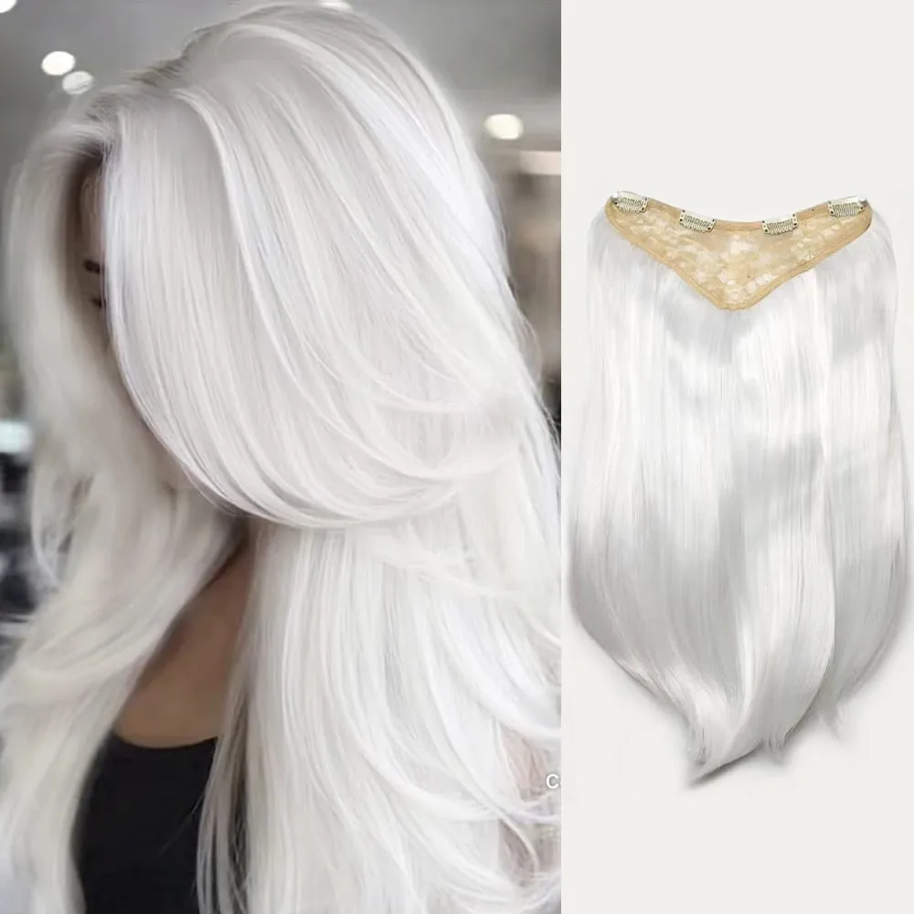 18inch V-shaped clip in hair extension layered hair extension adds volume.made of synthetic fiber for women — image 11