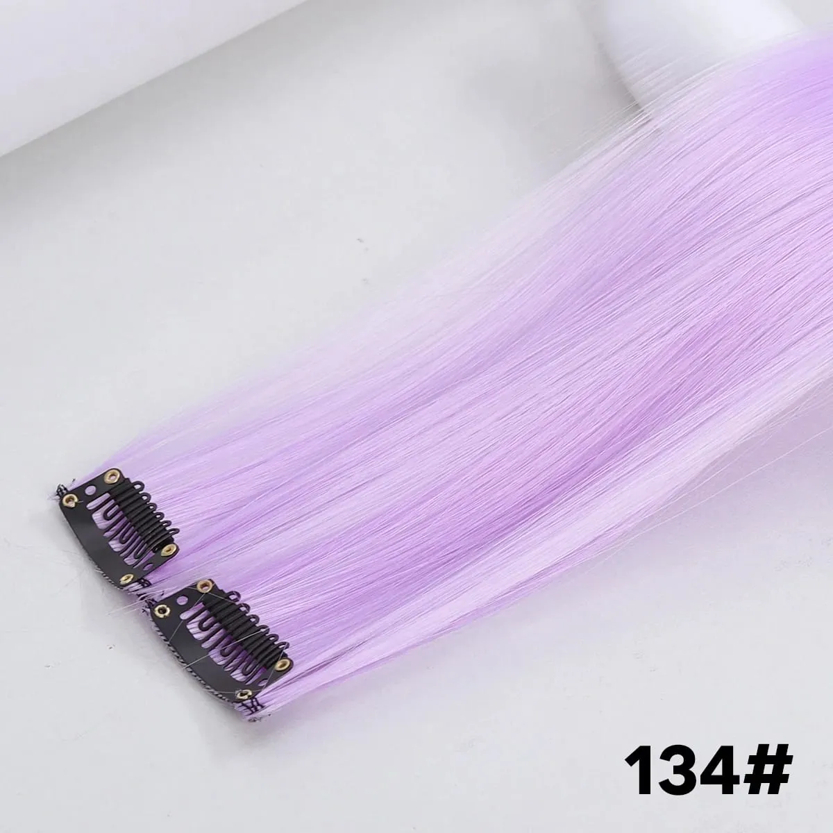 2PCS synthetic color hair extension piece wig women's highlighting clip hair heat-resistant wig piece long straight hair
