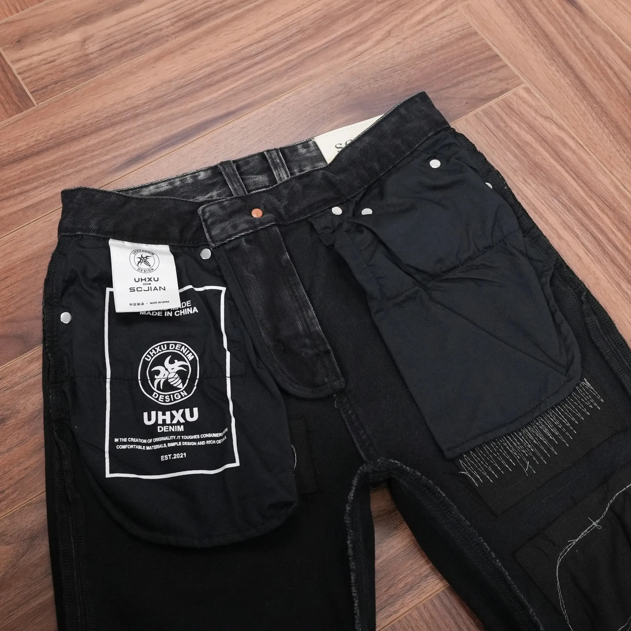 Spring Washed BlackGray Denim Jeans for Men Ripped Hole Distressed Design Regular Straight Leg Comfortable Trendy Casual Pants — image 4