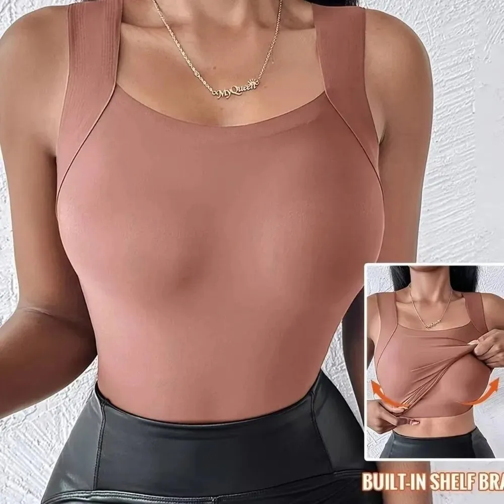 Sexy Design Sleeveless Tank Tops Seamless Knitting Summer Lightweight Crop Camisole Tops Female Bra Style With Chest Pads — image 12
