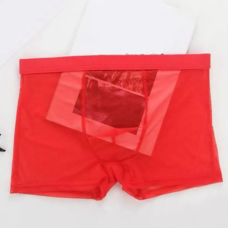 Mga Transparent na Boxer para sa Mga Lalaki na See Through Panlalaking Panloob na Sexy Mesh Low Waist Ice Silk Manipis na Nakakapalamig na Panti ng Lalaki na Panloob na Panloob — image 4