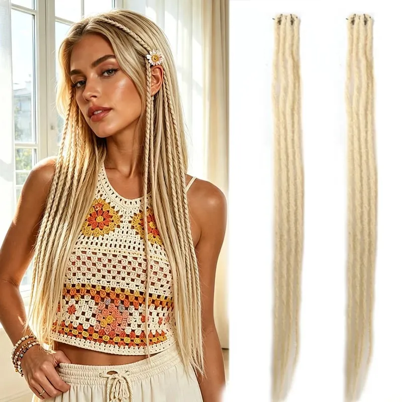 2Pcs 24"Clip‑in Synthetic Braided Hair Extensions with BB Clips Handmade Crochet Hair Pieces for Cosplay Hip‑Hop Festival — image 10