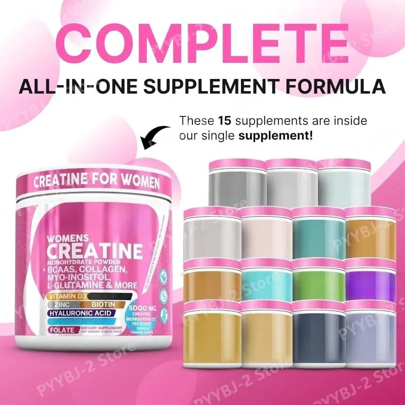 Woman Creatine Powder 300g Contain Creatine Monohydrate BCAA & Amino Acids for Daily Health Nutrition and Workout Support — image 2