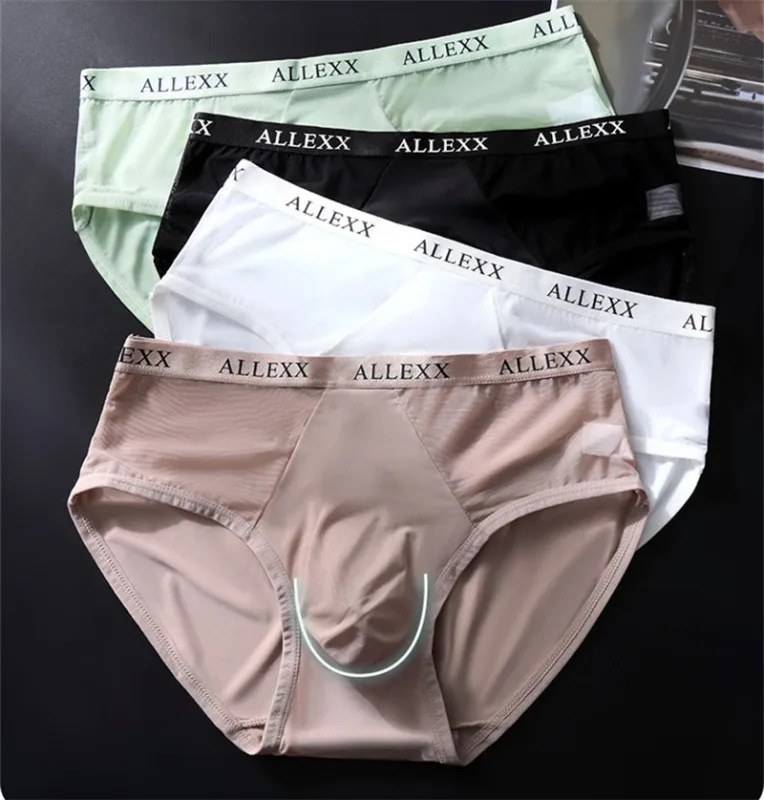 Adults 18 plus size men's underwear Ice silk lingeries for man 3D convex calzoncillos hombre thin cueca summer cuecas masculina