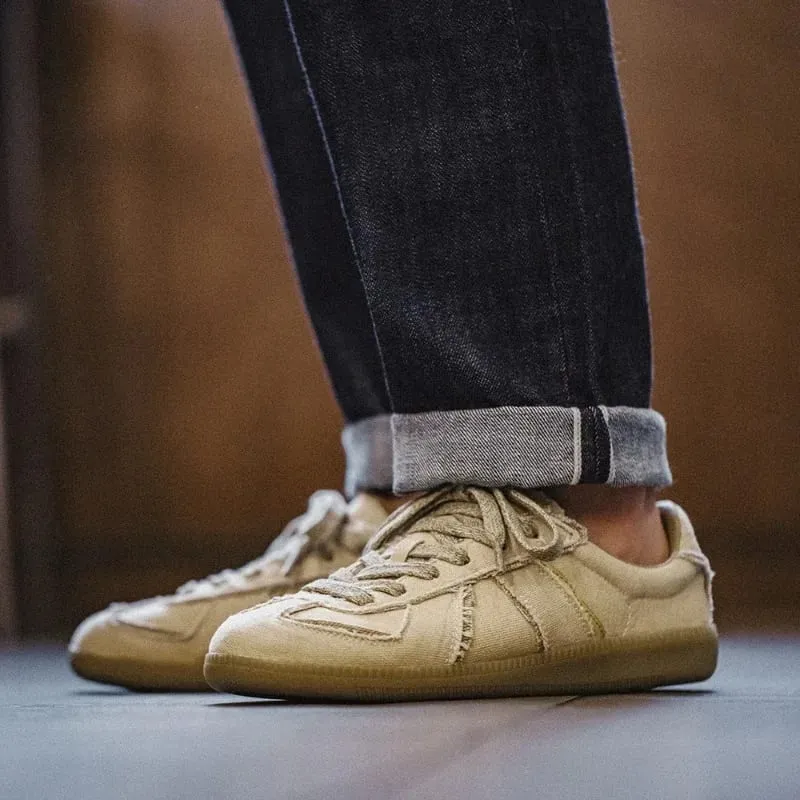 Classic Spliced German Trainer Shoes Flat Low-top Sneakers for Men's Spring and Autumn Casual Lace-up Sporty Shoes