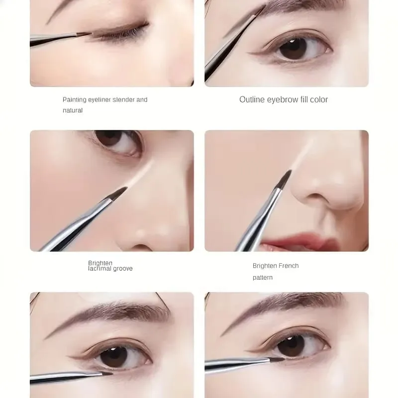 7-Piece Precision Eye Makeup Brush Set Ultra-Thin Eyeliner Eyebrow and Lower Lash Detail Brushes for Flawless Daily Eye Make