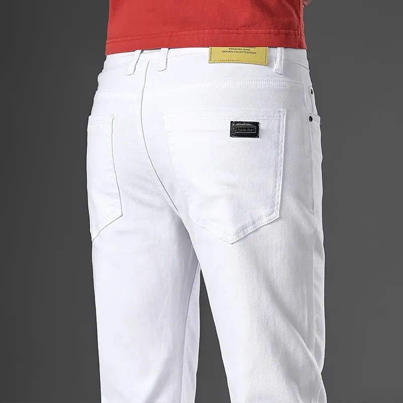 2026 96% Cotton Elastic Cotton Jeans Men's Spring Slim Straight Denim Pants Comfort Large Size Korean Business Casual Trousers — image 13