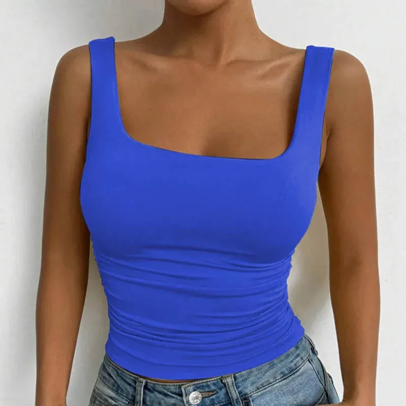 Women's Square Neck Sleeveless Cami Top Casual Basic Crop Top — image 9