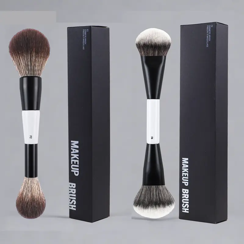 2pcs/set White Double ended Angled Foundation Makeup Brushes Blush Contour Make up Brush Wood Handle Cosmetic Tool Mari F4 — image 1