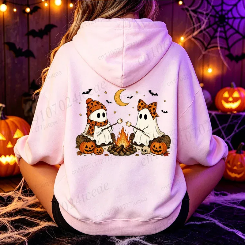 Halloween-Cute-Ghost-Camping-Fall Men's Women Hoodies Vintage Sweatshirts Fall Pumpkin Hooded Hoodies Spooky Season Sportwears — image 12