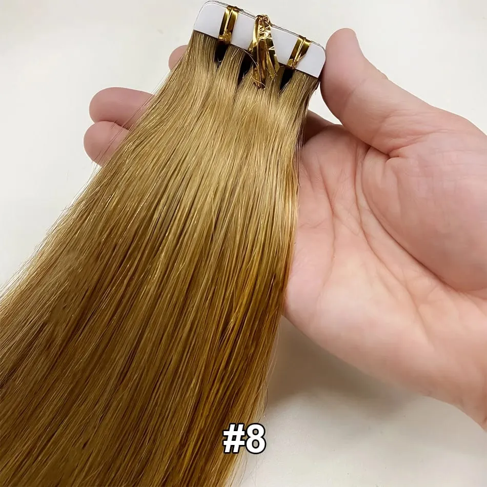 Luckinghair Wholesale 100% Virgin Double Drawn Straight Invisible Human Hair Tape in Extensions Wave Style — image 12