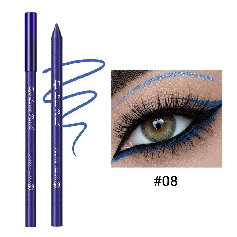 14 Color Eyeliner Pencil Pearlescent Matte Dark Purple Red Eye Liner Waterproof Long Lasting High Pigment Eyeshadow Makeup — image 15