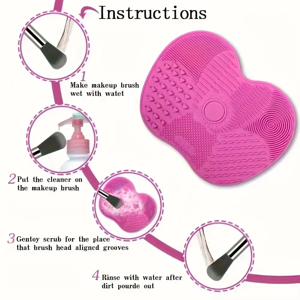Silicone Apple-Shaped Makeup Brush Cleaning Mat With Suction Cup Deeply Cleans Makeup Brushes Making Brushes Fluffy And Soft