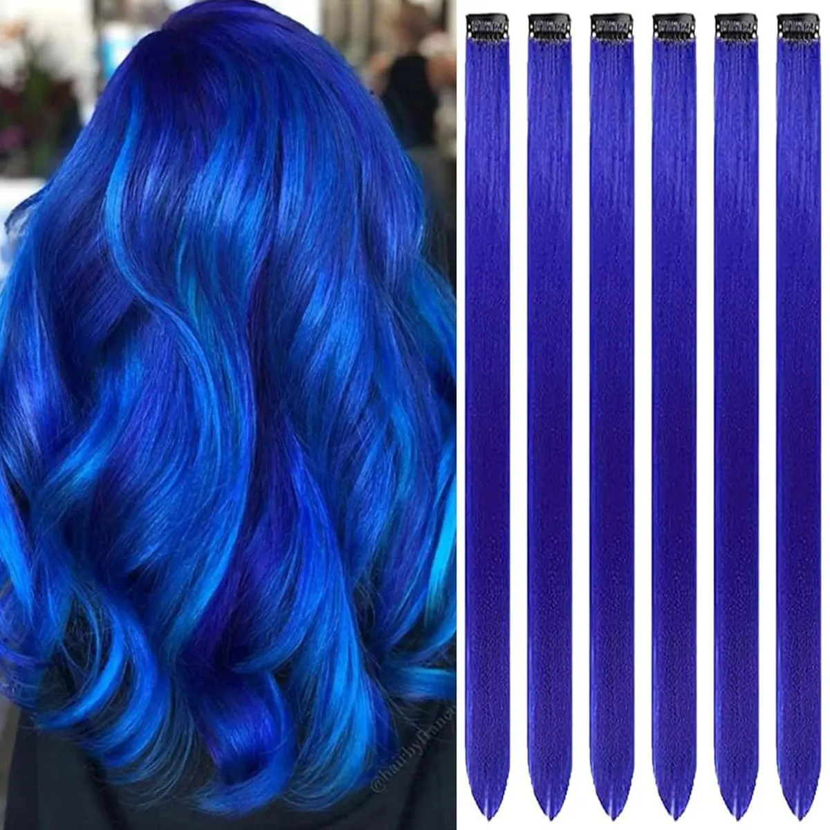6 Pcs Clip Ins Hair Extensions 22 Inch Straight Colorful Clip In Hair Extensions Rainbow Party Highlights Synthetic Hairpiece — image 32