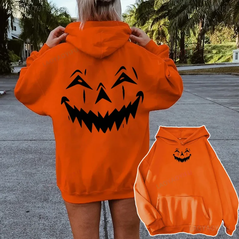 Halloween Pumpkins Hoodies Casual Long Sleeves Hooded Interesting Pumpkin FaceSweatshirts Cool Halloween Men Women Pullover Tops — image 9