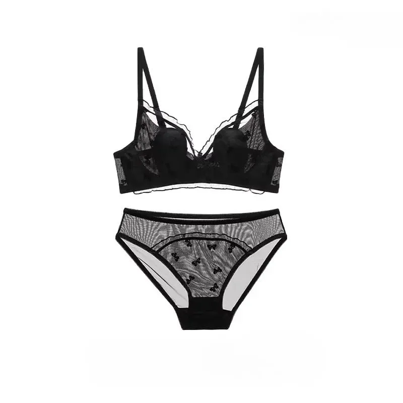 Sutiã Com Orelhas De Coelho Estilo Japonês Ultrafino Aumenta Peito Pequeno Sustenta Grande Anti-Caída Conjunto Lingerie — image 7