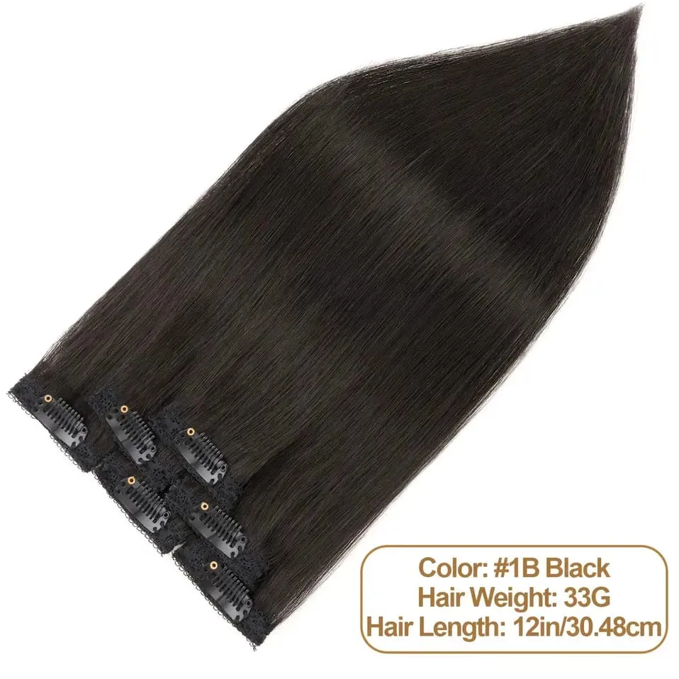 S-noilite 6 PCS Remy Clip In Human Hair Extensions Single Clip Ins Thick Hair Extensions Highlight Seamless Hairpieces for Women