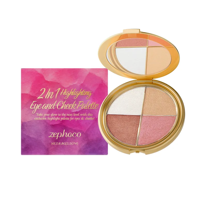 Highlighter Eyeshadow Blush Palette - Portable Versatile Natural and Multi-Use for Daily Eye and Cheek Makeup