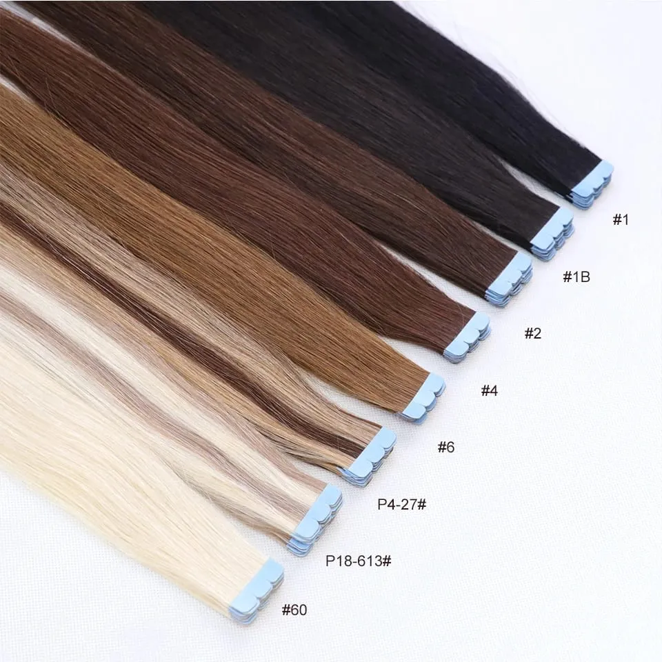 Invisible Adhesive Mini Tape Ins Straight Real Human Hair Extensions Easy Installation Add Volume For Women