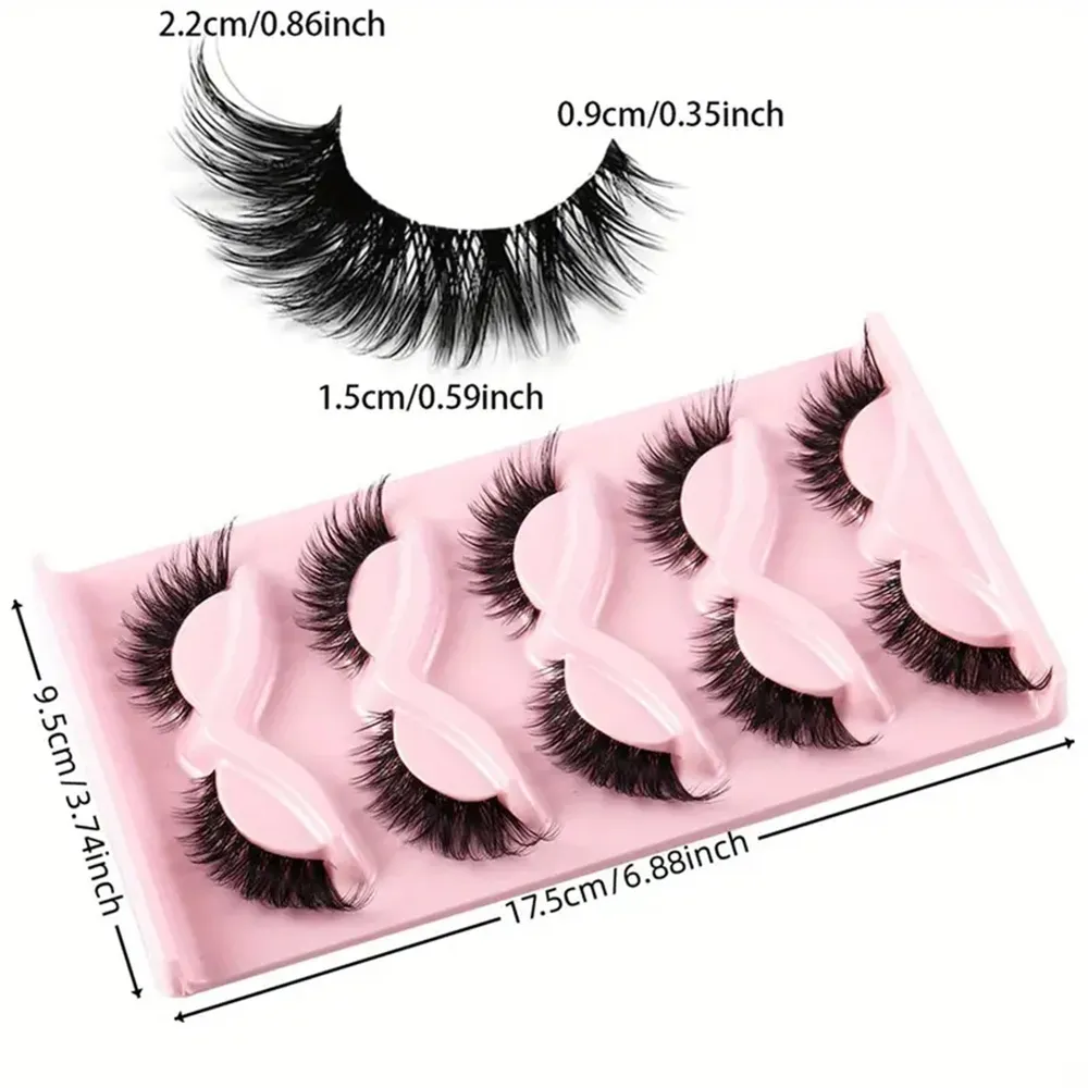 5 Pairs Cat Eye Lashes Faux Mink Eyelashes Natural long Manga Lashes Winged End Eye Elongated Eyelashes Fake Lashes Makeup — image 2