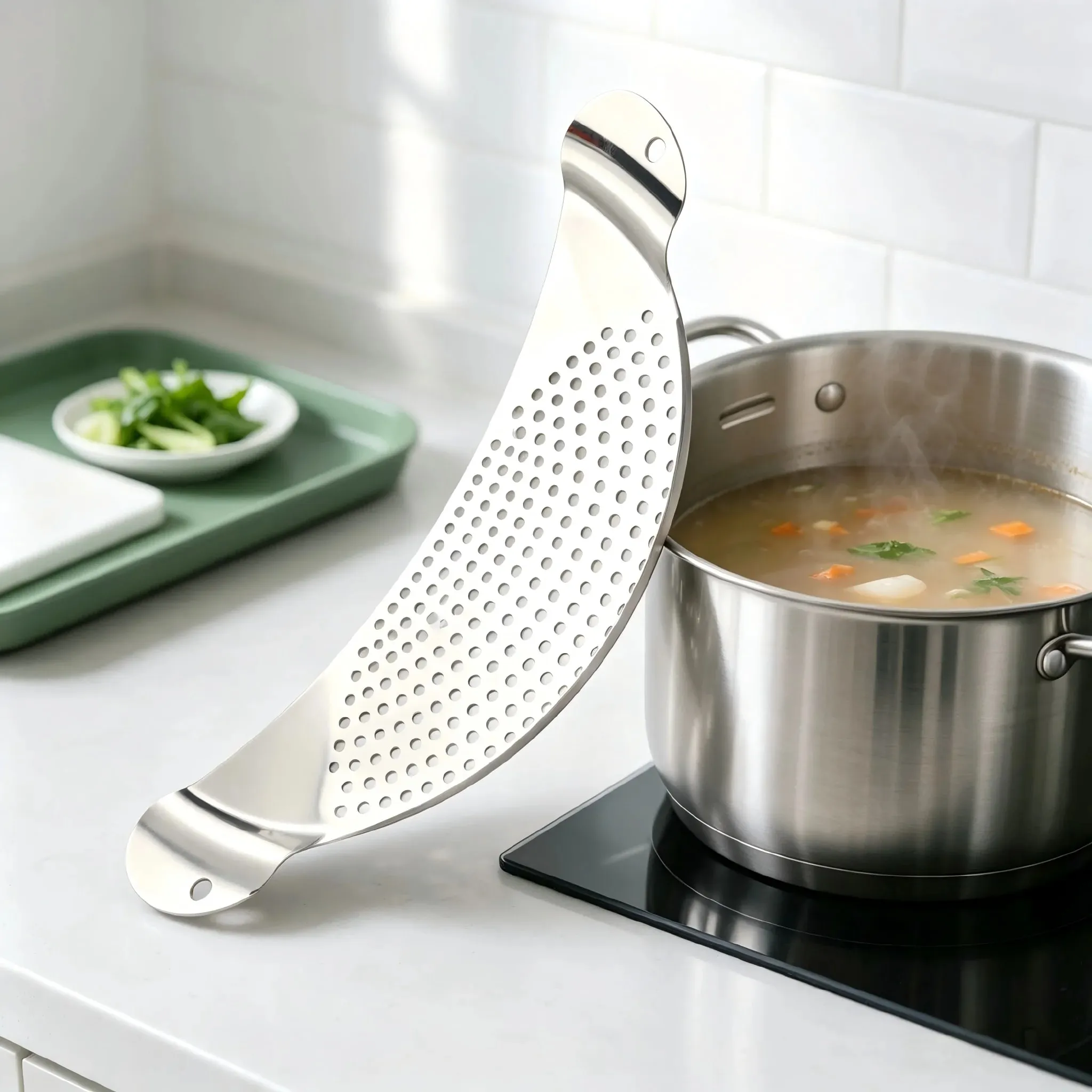 1/2Pcs Pot Strainer Set Stainless Steel Universal Fit Dishwasher Safe Colander for Fruit Veggie Pasta Home Kitchen Cooking — image 3