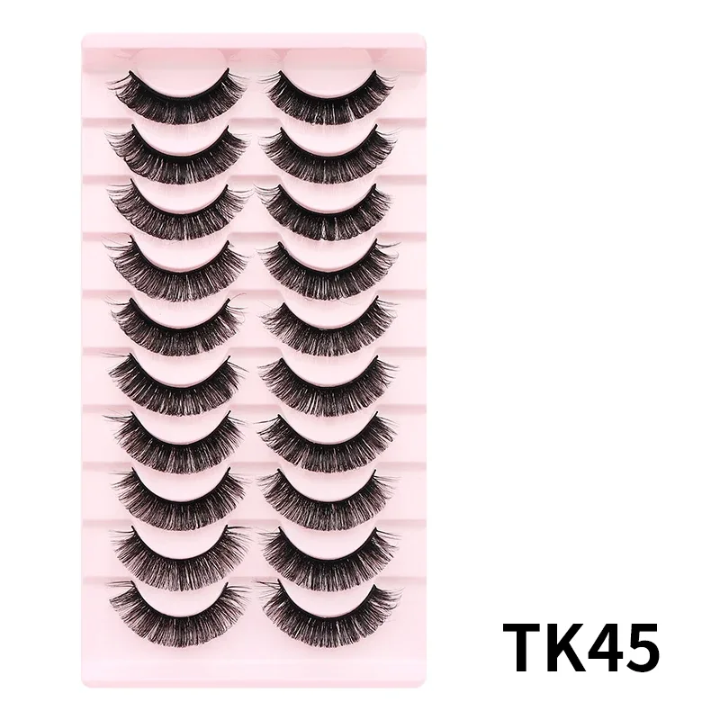 10 párů Russian DD Curl Bulk Fluffy Strip Lashes Přírodní měkké umělé řasy Opakovaně použitelné ručně vyrobené řasy pro každodenní a párty — image 28