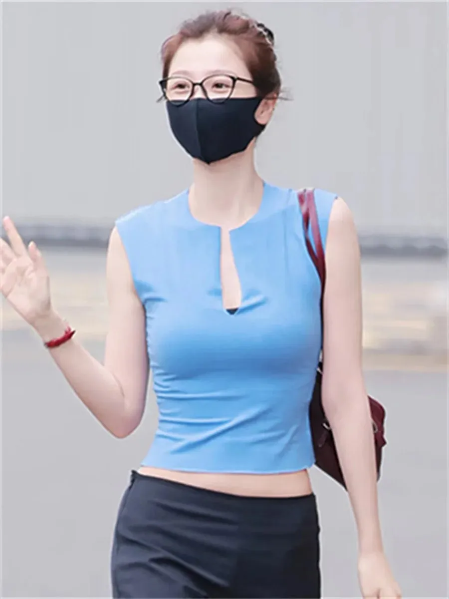 Weird Puss Casuals Trend Tank Top Women Chic Classic Split Patchwork Stretch Simple Sporty Streetwera Fashion Basic Daily Vest