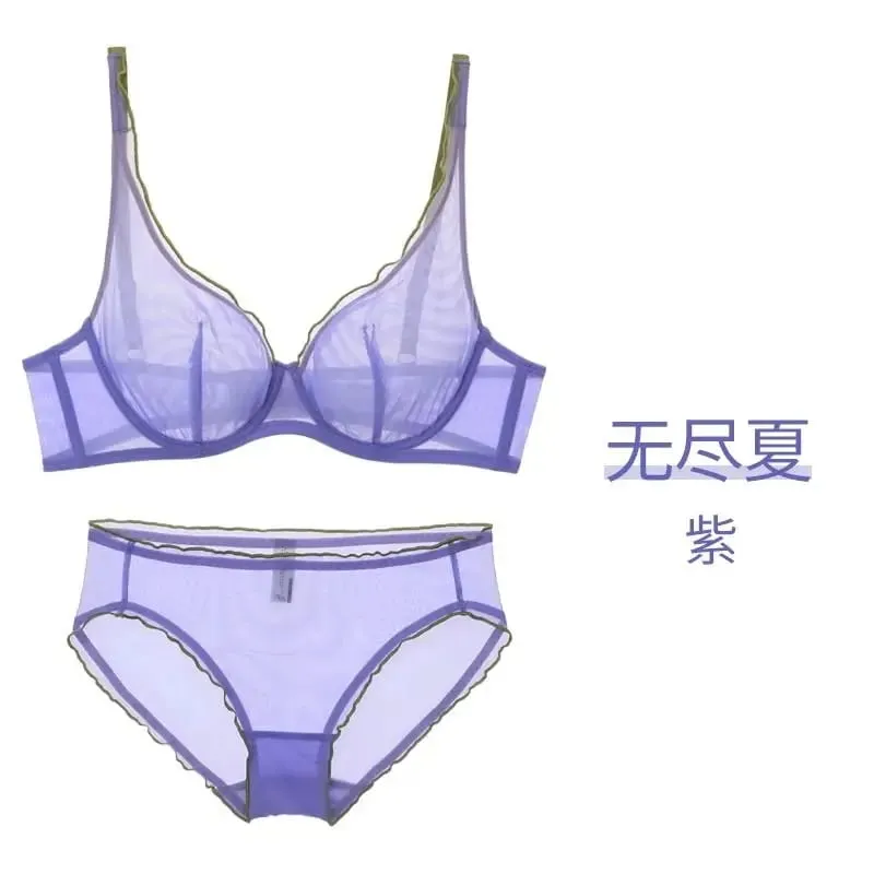 Sophisticated French Minimiser Bra Underwire Support Triangle Cups Non Padded Mesh Lingerie Set For Large Bust MOYISU Panty Set — image 13