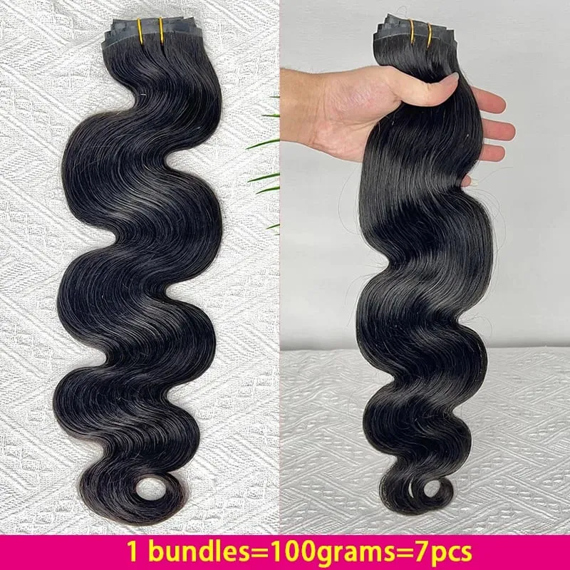Body Wave Clip in Hair Extensions 100% Human Hair Double Weft Invisible PU Clip In Raw Virgin Hair Hair Full Head 7Pcs/Set