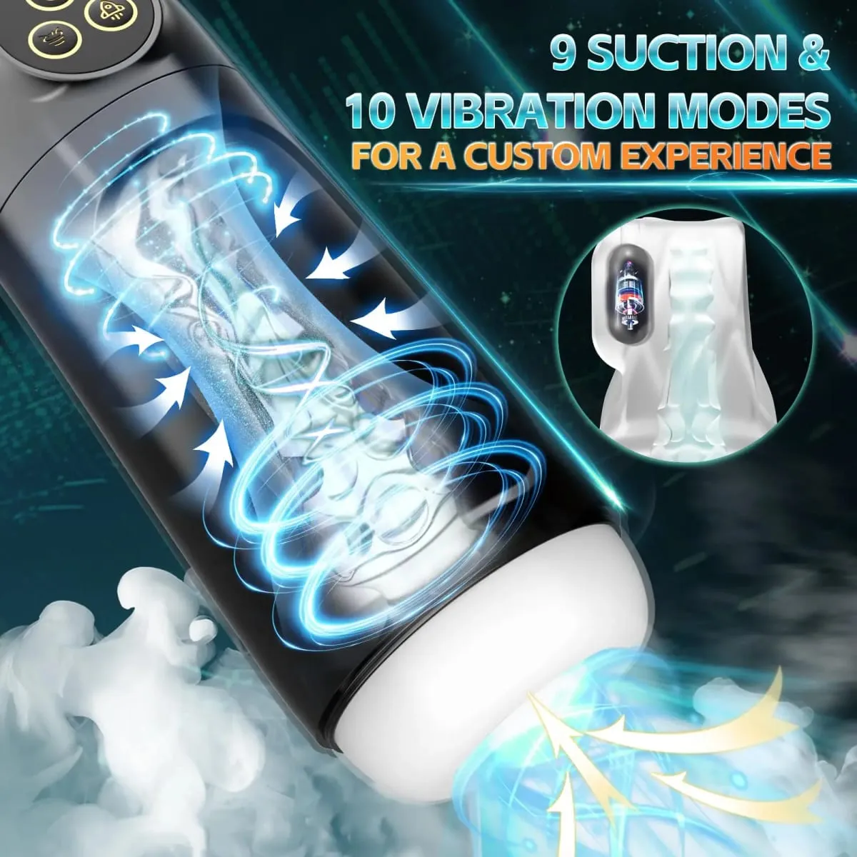 Automatischer männlicher Masturbator, 10 Saugvibrationsmodi, Mastubator-Cup mit 3D-realistisch strukturierter Taschenmuschi, Sexspielzeug für Männer, 18 — image 2