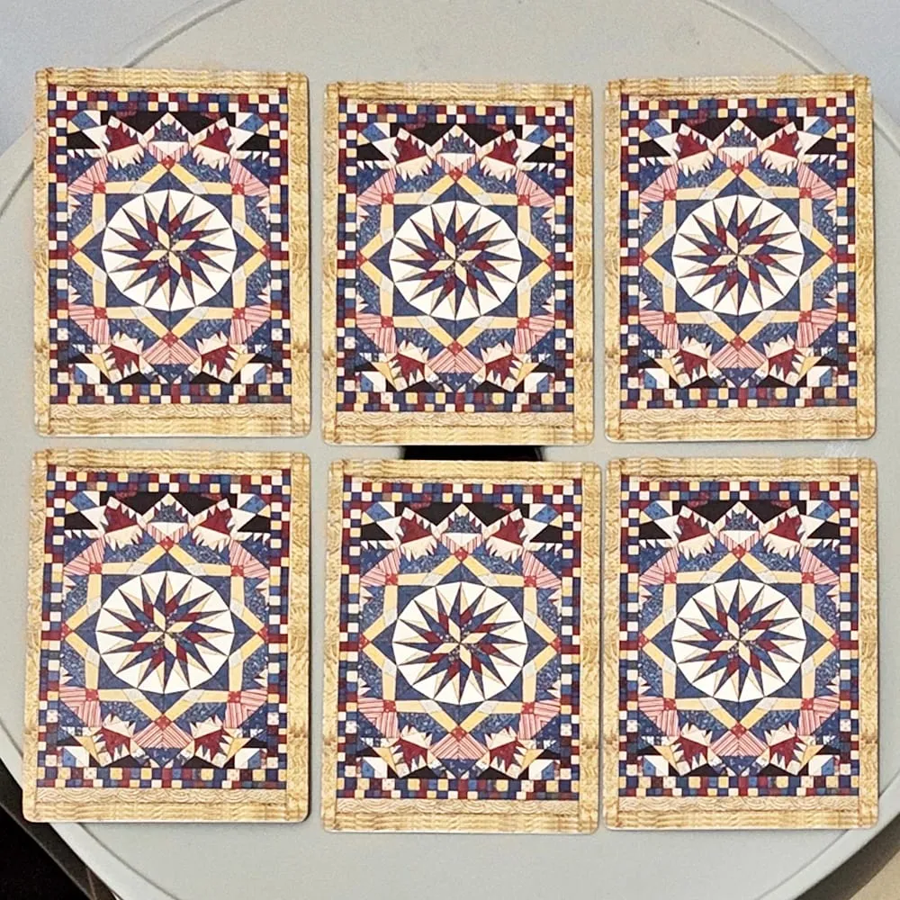 Country Quilts Lenormand Deck 9*6cm 36-Card Folk Art Divination Deck with Rustic Quilt Pattern on Double-embossed Cardstock