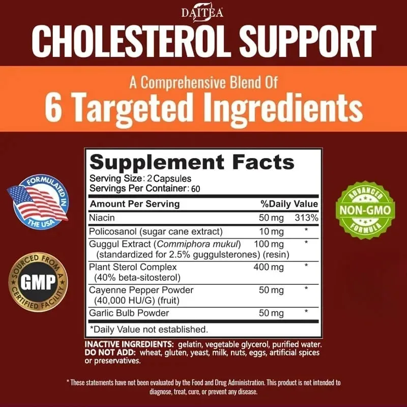 Daitea Cholesterol อาหารเสริม - ลด LDL และไตรกลีเซอไรด์ ระบบภูมิคุ้มกันบรรเทาความวิตกกังวลตามธรรมชาติสุขภาพต่อมหมวกไต — image 6