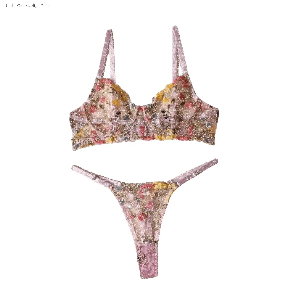 Sheer Intimates Transparent Lingerie Set Ultra-thin Elegant Panties Bra Set Push Up Bra Suit Lady — image 2