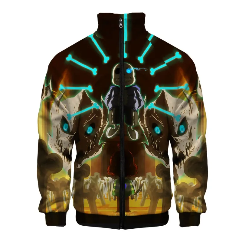 Luxury Popular Sans Undertale 3D Print Zipper Raglan Jacket Windbreaker Boys/Girls Comfortable Stand Collar Jackets Coats — image 23