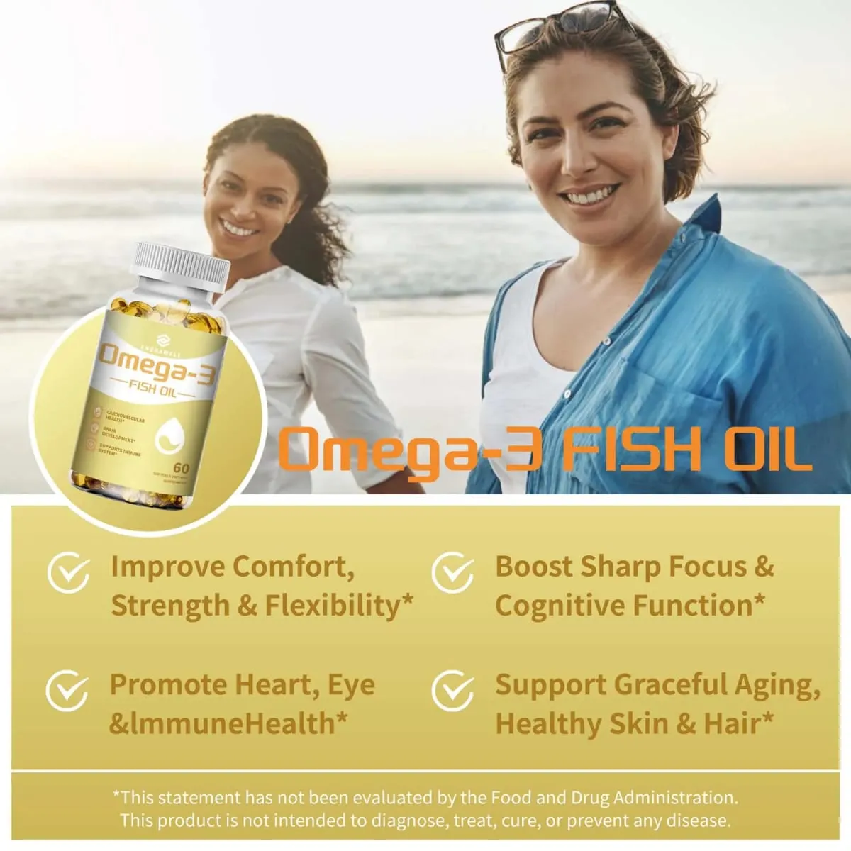 Omega 3 Fish Oil - Rich in EPA+DHA Supports Joint Brain and Eye Health Enhances Immune Function and Antioxidant