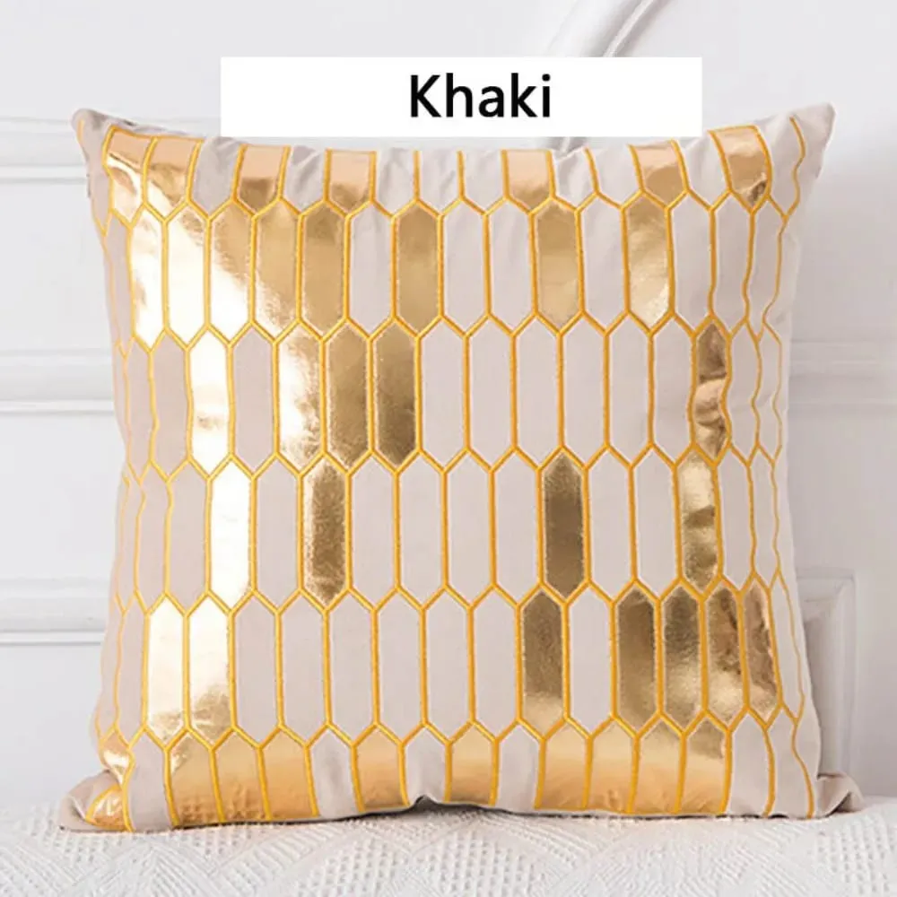 45x45cm Luxury Velvet Cushion Cover Bronzing Soft Decorative Pillow Set for Bedroom Sofa Home Decoration — image 2