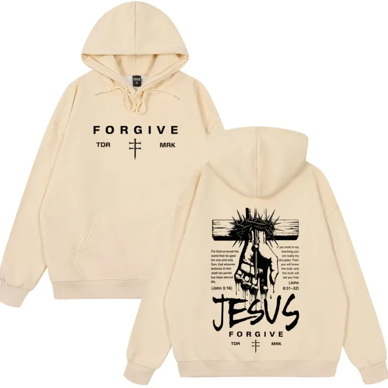 Jesus Forgive Fashion Graphic Hoodie Men Women Vintage Clothing Pullover Winter Long Sleeves Loose Casual Oversized Sweatshirts — image 6