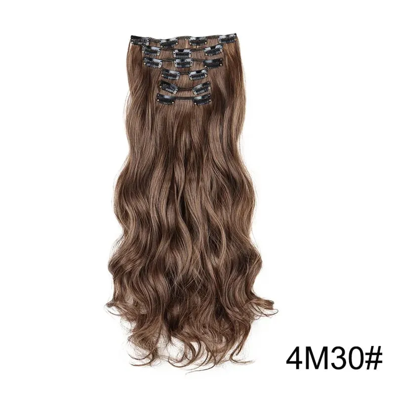 22Inch Synthetic 6pcs/set Long Curly Hair Extension Thick Soft Hairpiece for Short Hairline Coverage for Women Daily Use — image 14