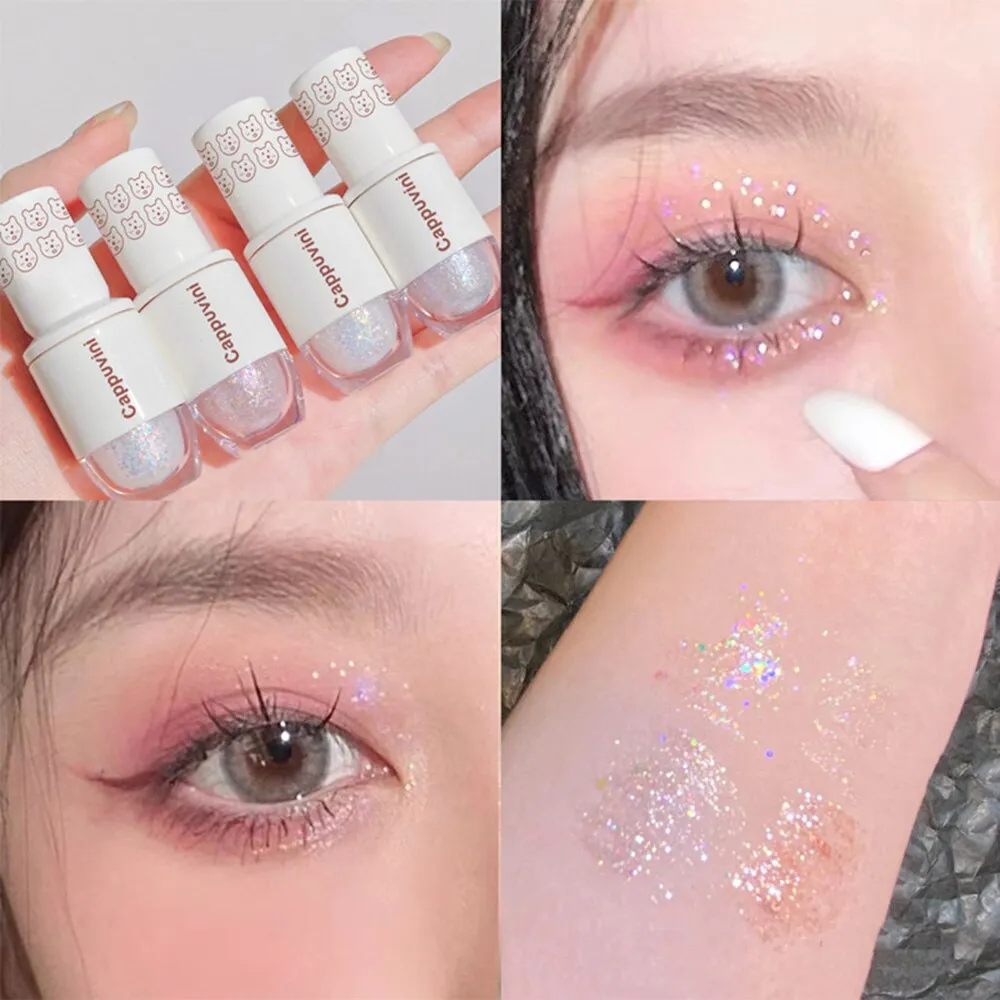 Cappuvini Liquid Eyeshadow High-Gloss Shiny Mermaid Pearl Tears Brightening Glitter Highlighter Quick Drying Eyeliner — image 3