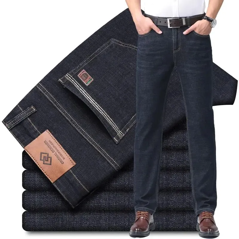 Men's Slim Fit Straight Leg Jeans Simple Casual High-quality Classic Retro Pants — image 2