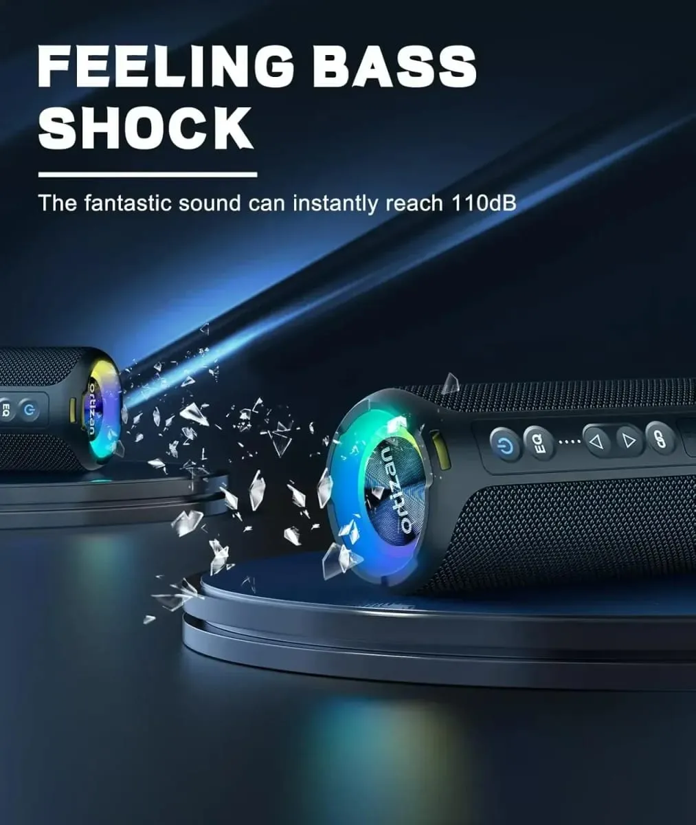 Ortizan Bluetooth Speakers 40W TWS Portable Speaker with Stereo Sound Bass Bluetooth 5.3 Wireless USB Type C Outdoor 6600mAh Battery