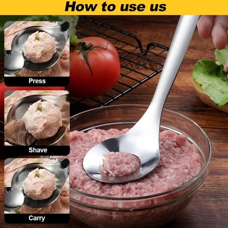 Cuillère à boulettes de viande, Croquettes créatives, moule en acier inoxydable, outils de presse à viande, accessoires de cuisine antiadhésifs, cuillère à boulettes de viande 10/1 pièces — image 4