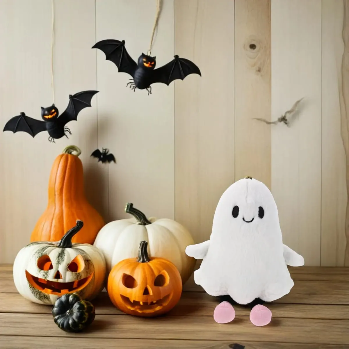 White Halloween Ghost Pillow Soft Stuffed Decorative Cushion for Indoor Sofa Bed Halloween Party Favor Goodie Bag Fillers