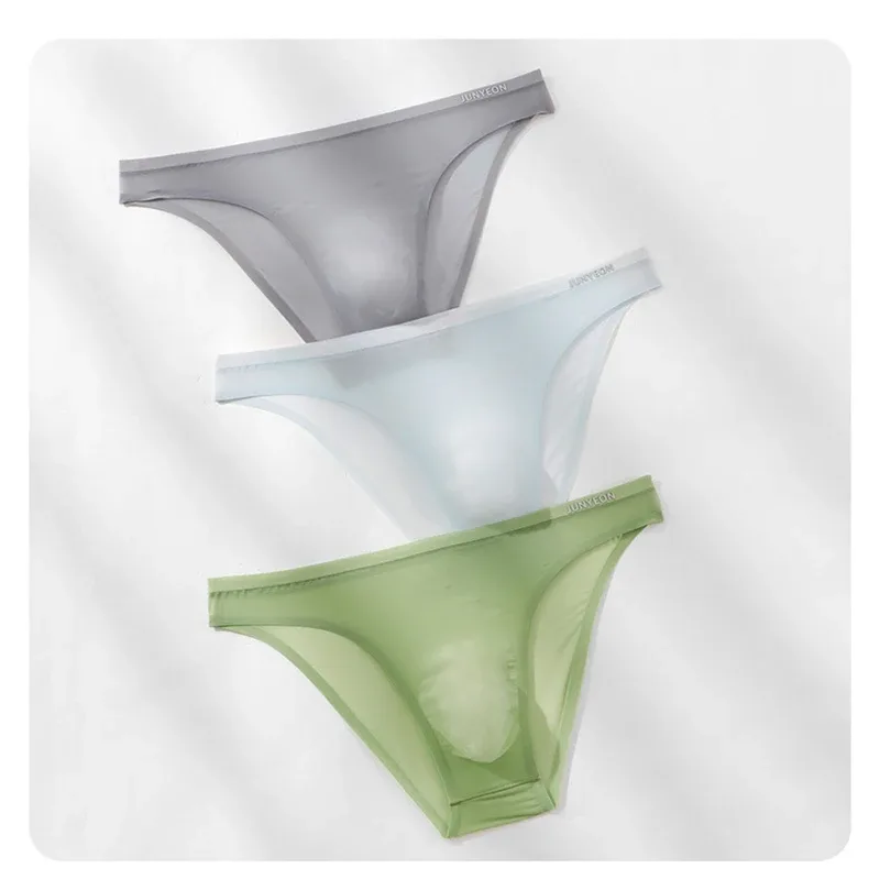Seamless Quick Drying Men Briefs Underwear Solid Color Ice Silk Ultra-thin Underpants Sexy Breathable 3D Pouch Panties Undies — image 15
