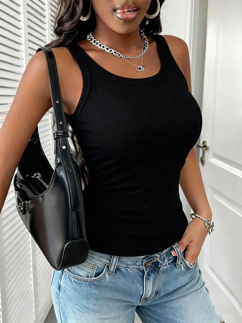 Womens O-Neck Ribbed Cotton Tank Top Slim Bodycon Sleeveless Summer Soft Breathable Basic Vest Casual Wear Daily Undershirt Tops — image 12