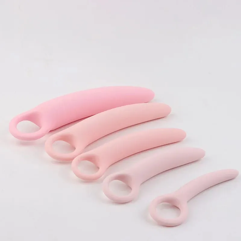 1 Set 5 stücke Weiche Silikon Kleine Elfenbein Pull Ring Vaginal Dilatator Set Vaginismus Anal Plug spielzeug Dilatator Vagina anal Sex Produkt — image 6