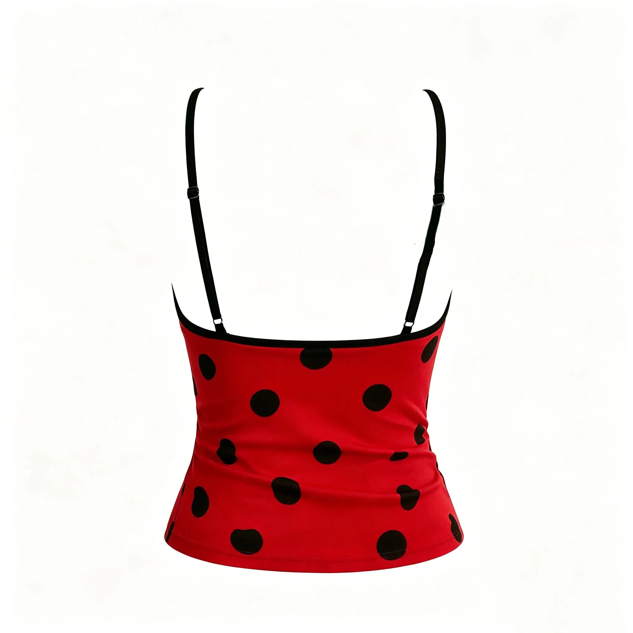 Kawaii Womens Ladybug Polka Dot Cami Top 3D Daisy Floral Decor V Neck Spaghetti Strap Tank Top Cute Y2K Cosplay Crop Camisole — image 9